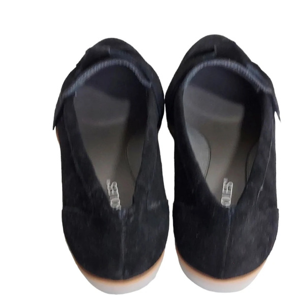 Aerosoles Black Suede Sidewalk Bow Trim Pointed Toe Small Wedge Loafers Slip Ons - Picture 5 of 14